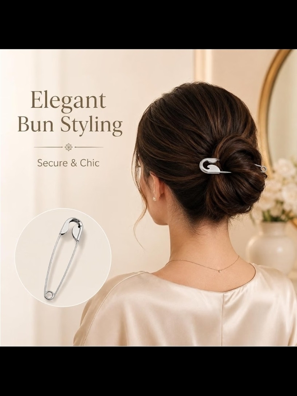 Vintage Silver Safety Pin Hair Pin - Women's Hair Accessory BNIB - Picture 4 of 15
